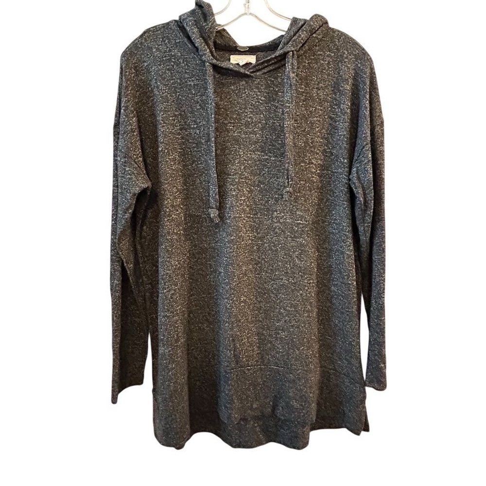 Cupio Women's Gray Marled Knit Hoodie Tunic Size M Casual